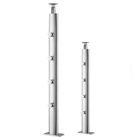 Poteau de main courante rond en acier inoxydable 304/316 de haute qualité pour balustrade en verre - Avec supports de barre et support de rail - Fixation au sol
