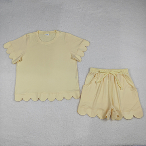 In Stock <b>9</b> Colors Cotton Woman Summer Scallop Outfits Wholesale Fashion Clothes Mom & Me High Quality Boutique Factory Clothing - Product Image 6