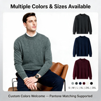 Pull en cachemire et laine de chameau tricoté à col rond et manches longues pour homme – Nouvelle collection hiver 2026 – Jacquard haut de gamme chaud et épais