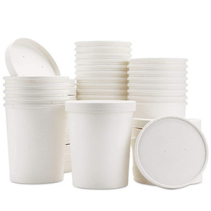 8-32oz <strong>Disposable</strong> Dessert Bowl with Paper Lids Ice Cream Freezer Containers Premium <strong>Disposable</strong> <strong>Drinkware</strong> - Product Image 2