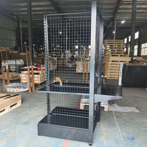 Étagère de supermarché double face en fil métallique avec panneau arrière en treillis métallique pour magasin de détail, gondole de rayonnage en fil métallique - Product Image 3