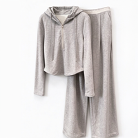 Ensemble sweat à capuche demi-zippé et pantalon large pour femme