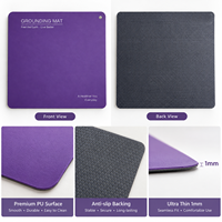 Tapis de mise à la terre ultra-fin 1 mm haute résistance violet, coussin conducteur antistatique, conception anti-plis pour utilisation sur bureau et sol