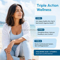 Capsules de peptides de collagène hydrolysé types I, II, III avec acide hyaluronique pour la flexibilité et le confort des os et des articulations chez l'adulte