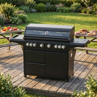 Barbecue à gaz 6+1 brûleurs, barbecue extérieur sans fumée, contrôle de la température