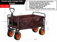 Chariot pliable à quatre roues en acier inoxydable pour le camping en plein air, chariot de courses portable, Oxford, enfants s'assoient, se couchent, pique-nique hors route