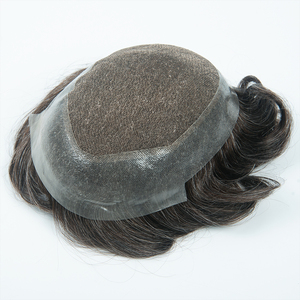 High Quality 100% Indian Virgin Remy Human Hair <b>Toupee</b> for PU&LACE Base Dark/Light Brown Natural Hairline M Cap Short Length - Product Image 1