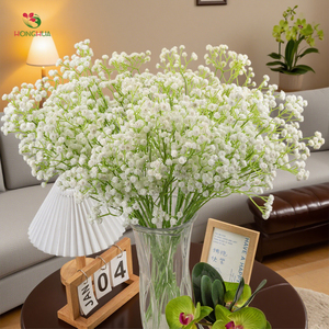 HH <span class=keywords><strong>Gypsophile</strong></span> Artificielle Vente en Gros Fausses Fleurs Bébés Souffle et Roses Blanches Centre de Table <span class=keywords><strong>Gypsophile</strong></span> Séchée pour Coureur de Mariage - Product Image 1