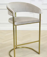 Chaise de comptoir haute en acier inoxydable chaise de bar rembourrée en velours tabouret bal pour la maison hôtel mariage vente en gros