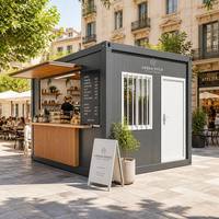 Magasin mobile commercial, boutique de vente au détail, café éphémère, maison conteneur préfabriquée moderne, modulaire, imperméable et résistante au vent, en kit