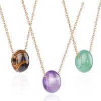 Promotion Colliers Donut, Collier Pendentif en Cristal Naturel avec Chaîne, Pierre de Guérison, Boucle de Paix, pour Bijoux de Mode et Cadeau