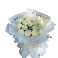 Bouquet de roses blanches - Cadeau d'anniversaire pour petite amie et meilleure amie. Cadeau romantique imperméable et recyclable