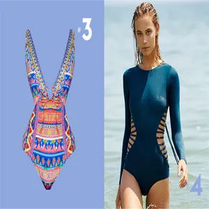 Ladies Shiny Leotard Japanese Swimwear Long Sleeve Bathing Suit