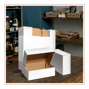 Caja de cartón corrugado YISHANG, carpetas de envío, mango reciclable de cartón corrugado blanco para caja de embalaje artesanal de regalo - Product Image 1