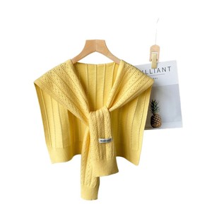 Chal de poliéster de color liso para primavera, chal pequeño de punto cruzado para mujer, ideal para la oficina o habitaciones climatizadas, tipo bufanda decorativa. - Product Image 5