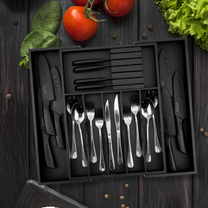 Organizador de cocina de madera de bambú HOSTK, soporte extensible para utensilios, bandeja para cubiertos, divisor, cajón de cubiertos, <span class=keywords><strong>bolsa</strong></span>, vajilla, artículos diversos - Product Image 1