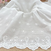 Nouveau tissu jacquard 100 % coton blanc, dentelle ondulée brodée ajourée, tissé, résistant à l'abrasion, perforé, pour chemise femme