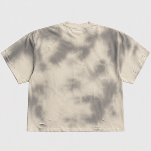 Customized 300gsm T-shirt Men 100% Cotton Sun Faded <b>White</b> Graphic Print Rhinestone Distressed Boxy Fit Streetwear <b>Tshirt</b> t Shirt - Product Image 2