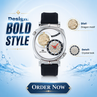 Montre-bracelet de luxe haut de gamme pour homme, cadran gravé dragon doré, aiguilles rotatives, lunette sertie de diamants, montre mécanique en acier inoxydable