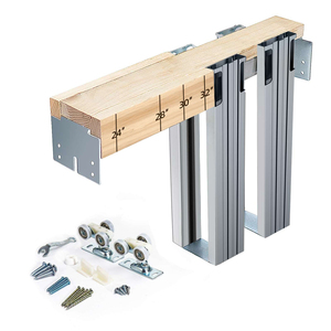 Kits de cadres de <span class=keywords><strong>porte</strong></span> coulissante en aluminium, quincaillerie moderne pour <span class=keywords><strong>porte</strong></span> de grange dissimulée, rail à fermeture douce, montants en bois recouverts d'acier pour chambre extérieure - Product Image 2