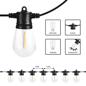 ODM OEM Outdoor PVC <b>Wire</b> <b>LED</b> Festoon String <b>Lights</b> 10m 20m Waterproof Warm White for Garden Festival Decorations E26 E27 S14 - Product Image 2