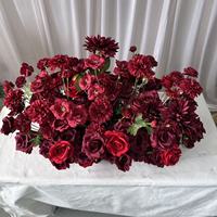 Susunan Bunga Lantai Sutra Burgundy Buatan Tangan Premium IFG Wholesale Real Touchy Romantis 90cm untuk Acara Pernikahan