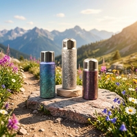 Bouteille d'eau en titane personnalisée à double paroi isolée sous vide, garde au chaud et au froid, légère, 300 ml, 500 ml, avec bouchon