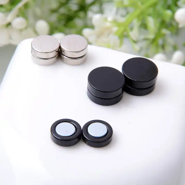Buy BBL Two Sides 10mm Magnetic Earrings For Men Women CZ Round Magnetic  Stud Earrings For Men Non Piercing Gold Silver Tone With Black Hip Hop Punk  Men Stud Magnet Earrings For