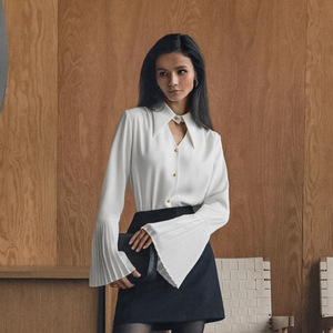 Autunno 2025 OL camicia da ufficio da donna camicette con risvolto a svasato da donna bianche eleganti camicie e <span class=keywords><strong>top</strong></span> in Chiffon - Product Image 3