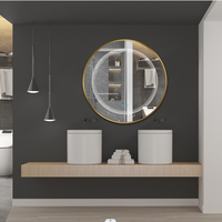 Miroir de salle de bain intelligent à LED en verre, anti-buée, rétroéclairé, à intensité variable, mural, avec interrupteur tactile, étanche IP65, pour appartement et hôtel