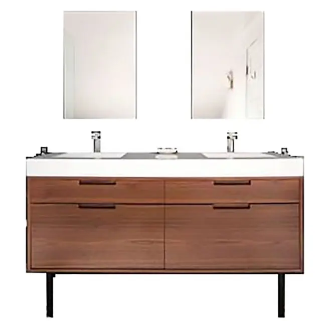 Manufacture doors mirror double basin vanity modern bathroom cabinet with low price