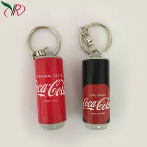 Advertising Promotional Gift Plastic Mini Cans Shape Customized Logo Led Projector Keychain