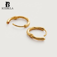Boucles d'oreilles créoles minimalistes Siren Muse en argent sterling 925 plaqué or 18 carats pour filles, bijoux fins, vente en gros