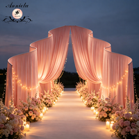Support de toile de fond métallique ondulé ANNIELU, réglable et autoportant, pour fêtes, cabines photo, cérémonies de mariage et décorations