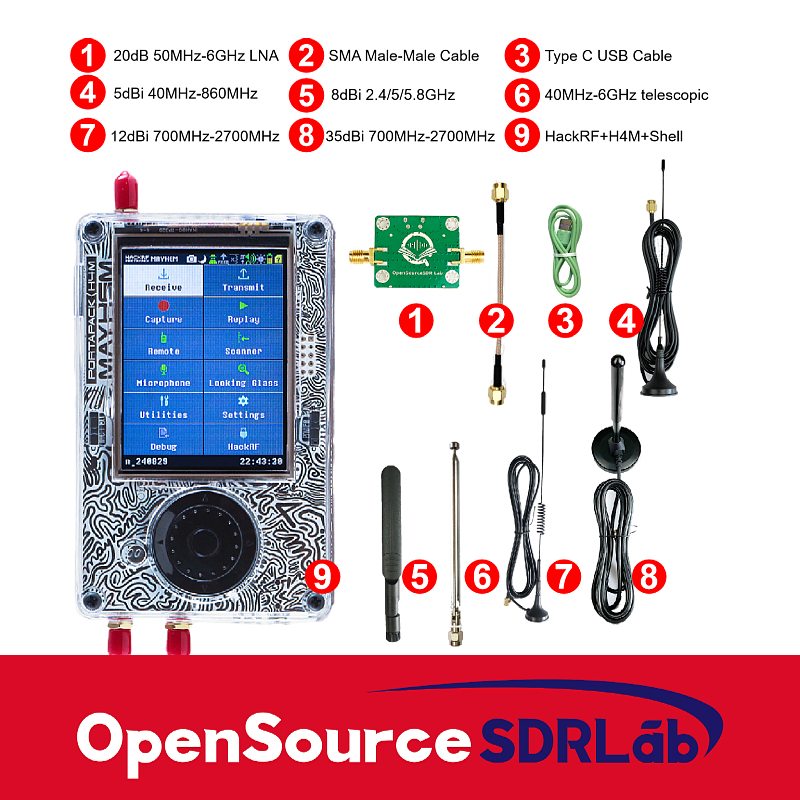 Opensourcesdrlab Hackrf R10C & Portapack H4M Radio Kit