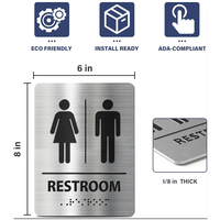Panneau de signalisation de toilettes personnalisé ADA moderne rétroéclairé par LED pour entreprises - Panneau publicitaire directionnel conforme ADA avec signalisation tactile en braille