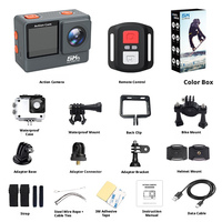 DLC 5K Stabilisation gyroscopique 6 axes Écran double avant-arrière étanche 30M WiFi Zoom 2x-7x pour ski, cyclisme, plongée, vlog en extérieur