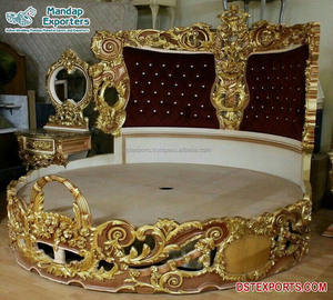 <b>Royal</b> Maharaja High Back <b>Bed</b> & Bedroom Furniture New Classic High Back Golden Finish Bedroom Furniture Luxury High-End Bedroom - Product Image 4