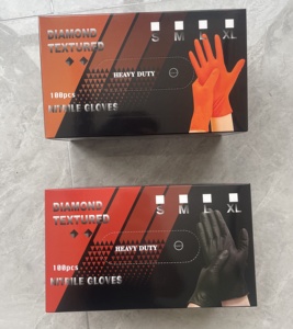 Gants en nitrile industriels noirs et oranges 8mil 10mil 12mil pour garage, réparation automobile, mécaniciens, avec motif diamant pour une meilleure adhérence - Product Image 6