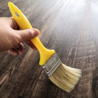 Ensemble de 10 brosses de peinture en plastique, 50mm, à manche jaune solide en polyester, poils PET, style européen