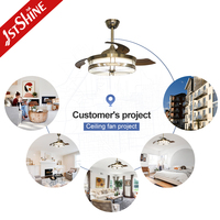 Ventilateur de plafond rétractable 1stshine de 42 pouces de qualité commerciale, personnalisable OEM/ODM, à économie d'énergie, innovant, avec lumière LED