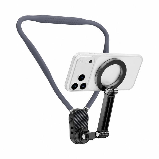 Magnetic Neck Phone Holder POV Mount Hands-Free Adjustable Multi-Joint Arm Silicone Collar for Live Streaming Vlog Recording