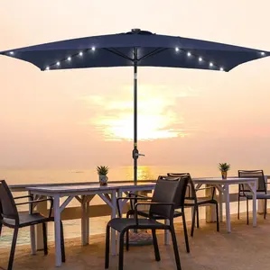 Dikdörtgen veranda şemsiye LED ışıkları ile ücretsiz kargo su geçirmez güneş ışıkları 6.5 Ft X 10 Ft 26 dış mekan mobilyası Modern