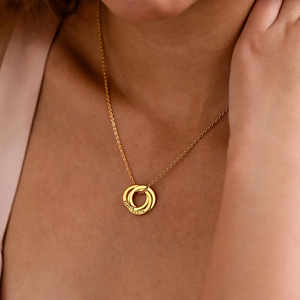 Collana a tre anelli ad incastro con collegamento transfrontaliero nome incisione 18k placcato in oro regali semplici e generosi <span class=keywords><strong>agli</strong></span> <span class=keywords><strong>amici</strong></span> per Natale - Product Image 3