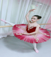 Nouveaux costumes de tutu de ballet en velours rouge attrayants pour filles, taille personnalisée, couleur dégradée, design pancake, modèle TUTU-41