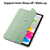 Pour iPad 10e et 11e génération A16, coque arrière transparente pour tablette, fonction veille/réveil automatique, anti-rayures, étui à rabat en cuir PU, 11 pouces