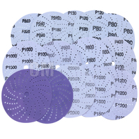 Disque de ponçage en céramique violette OEM de 6 pouces à trous multiples, 9 pouces, avec support en film, système auto-agrippant Hookit, papier abrasif 3M737U