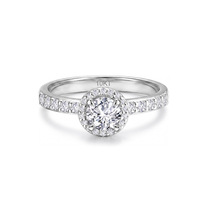 Bague de fiançailles en or 18 carats avec diamant de laboratoire taille brillant rond D VVS, pavé, certifiée IGI, bijoux de luxe pour mariée