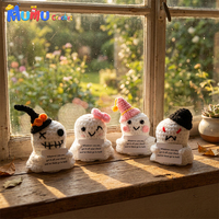 Poupée fantôme au crochet, styles variés, jouet effrayant d'Halloween, figurine amigurumi en coton au lait avec yeux de chauve-souris, cadeaux de fête, cadeau de vacances