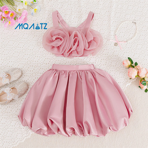 Abito da Principessa Rosa per <span class=keywords><strong>Bambina</strong></span>, <span class=keywords><strong>Vestito</strong></span> da Festa con Fiori per <span class=keywords><strong>Compleanno</strong></span>, Realizzato in Chiffon con Scollo Tondo - Product Image 2